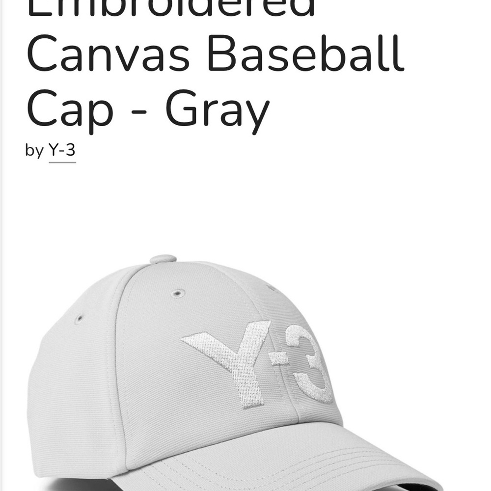 Y-3 Light Gray Canvas Cap